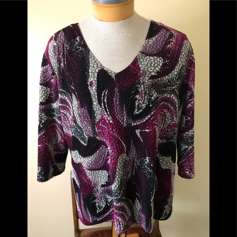 Women’s Plus Multi Purple/Black Knit Pullover Top